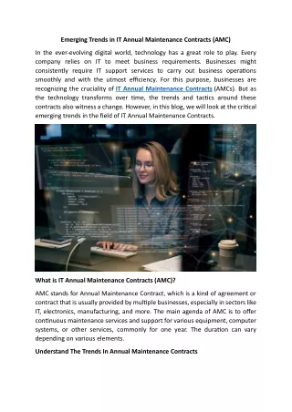 Emerging Trends in IT Annual Maintenance Contracts