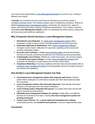 Let’s explore why implementing a Leave Management System is crucial for your company’s efficiency and culture