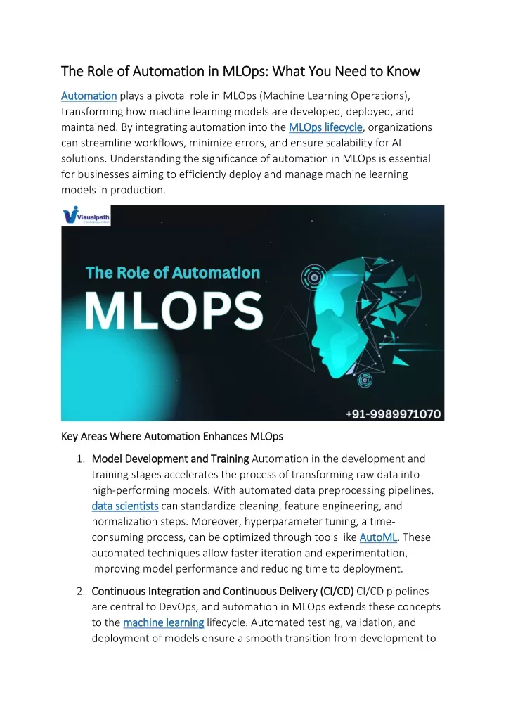 the role of automation in mlops what you need