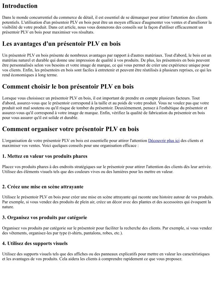 PPT - Comment utiliser efficacement un présentoir PLV en bois pour ...