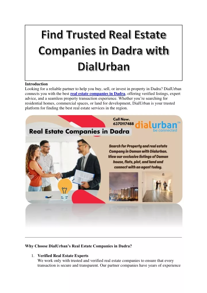 find trusted real estate companies in dadra with