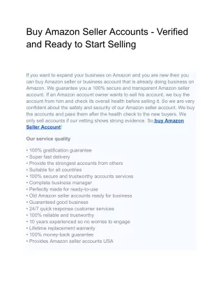 Buy Amazon Seller Accounts - Verified and Ready to Start Selling