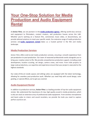 your one stop solution for media production