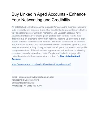 Buy LinkedIn Aged Accounts - Enhance Your Networking and Credibility