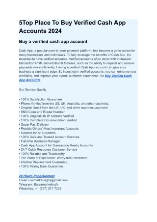 Best Service To Buy Verified Cash App Accounts This Year