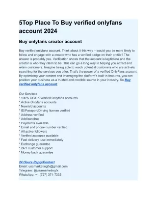 Best Service To Buy verified onlyfans account This Year