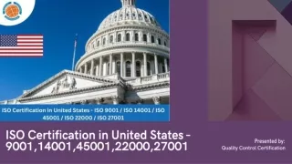 ISO Certification in United States  9001,14001,45001,22000,27001