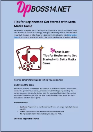 Tips for Beginners to Get Started with Satta Matka Game