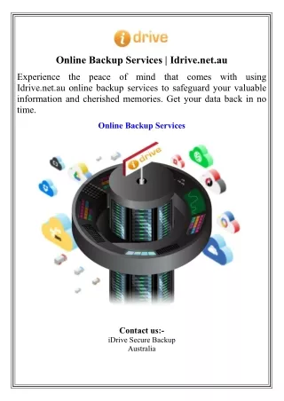 Online Backup Services  Idrive.net.au