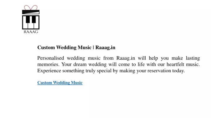 custom wedding music raaag in