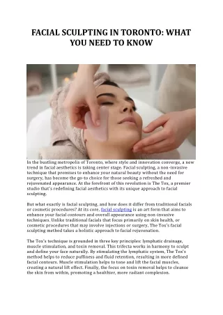 Facial Sculpting In Toronto