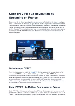 Code IPTV FR _ La Révolution du Streaming en France