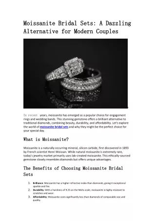 Moissanite Bridal Sets: Combining Beauty, Durability, and Ethical Appeal
