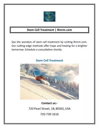 stem cell treatment rmrm com