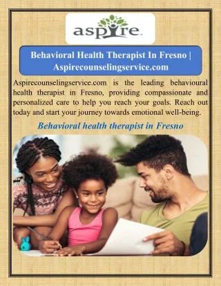 Behavioral Health Therapist In Fresno   Aspirecounselingservice.com