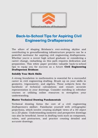 Back-to-School Tips for Aspiring Civil Engineering Draftspersons