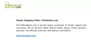Islamic Shopping Online Muslimlane.com