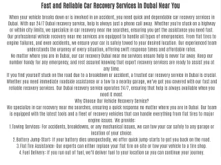 fast and reliable car recovery services in dubai