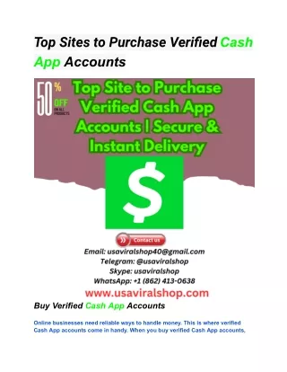 Top Sites to Purchase Verified Cash App Accounts
