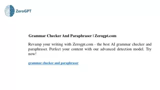 Grammar Checker And Paraphraser Zerogpt.com