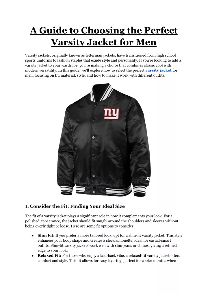 a guide to choosing the perfect varsity jacket