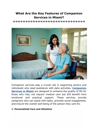 What Are the Key Features of Companion Services in Miami?