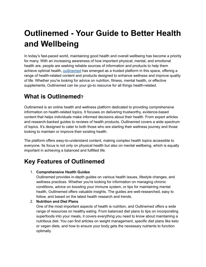 outlinemed your guide to better health