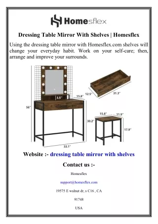 dressing table mirror with shelves homesflex