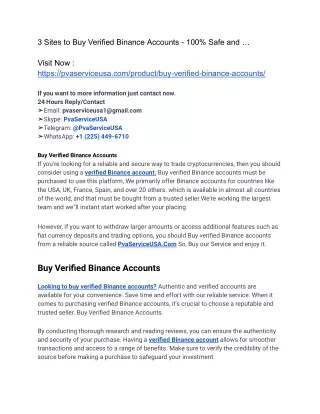 Buy Verified Binance Accounts - 100% KYC Documents In Year 2024-2025