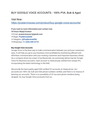 Buy Google Voice Accounts | 100% Secure & High-Quality 2024-2025