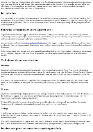 Personnaliser Votre Support Bois : Techniques et Inspirations