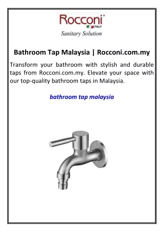 Bathroom Tap Malaysia  Rocconi.com.my