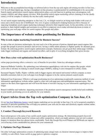 Expert Advice from the Top search engine marketing Company in San Jose, CA