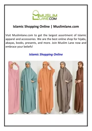 Islamic Shopping Online Muslimlane.com