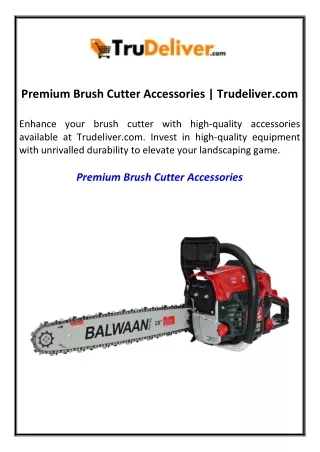 Premium Brush Cutter Accessories  Trudeliver.com
