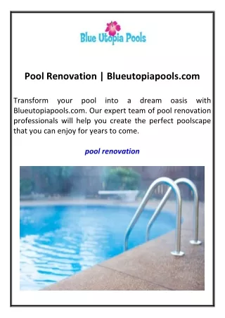 Pool Renovation Blueutopiapools.com