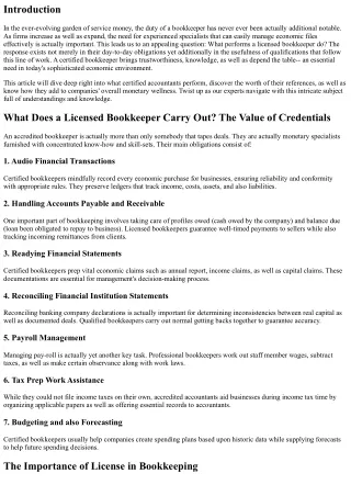 What Performs a Certified Bookkeeper Perform? The Significance of References