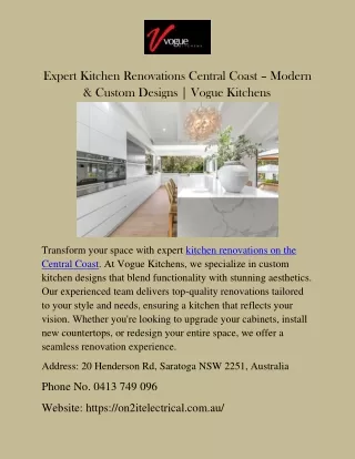 Expert Kitchen Renovations Central Coast – Modern & Custom Designs