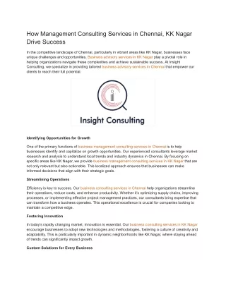 how management consulting services in chennai