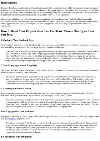 How to Boost Your Organic Reach on Facebook: Proven Strategies from San Jose.