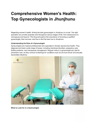 Comprehensive Women's Health_ Top Gynecologists in Jhunjhunu