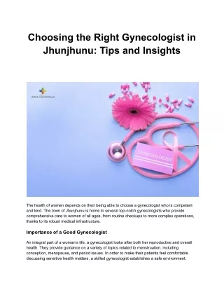 choosing the right gynecologist in jhunjhunu tips