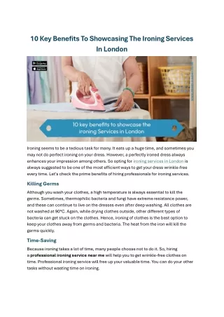 10 Key Benefits To Showcasing The Ironing Services In London