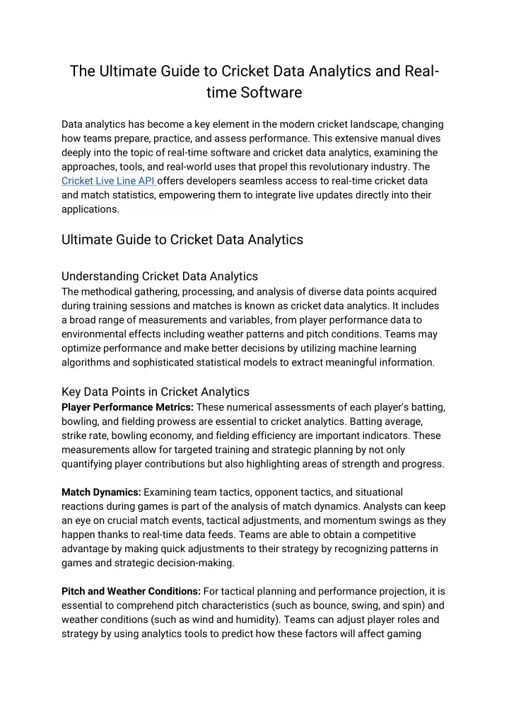 the ultimate guide to cricket data analytics