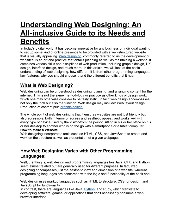 PPT - web designing Article PowerPoint Presentation, free download - ID ...