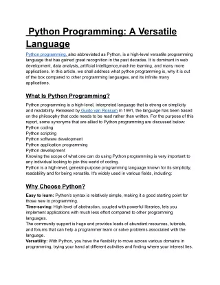python programming a versatile language