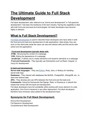 the ultimate guide to full stack development