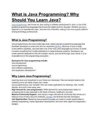 what is java programming why should you learn java