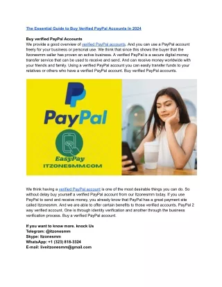 The Essential Guide to Buy Verified PayPal Accounts In 2024