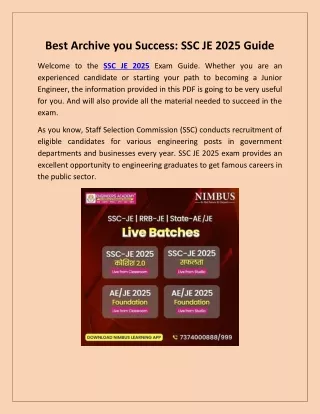 best archive you success ssc je 2025 guide